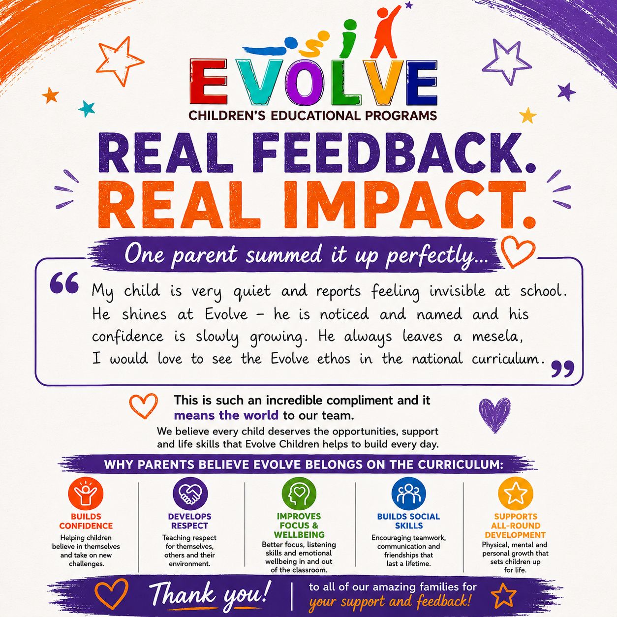 Real feedback from Evolve Children families